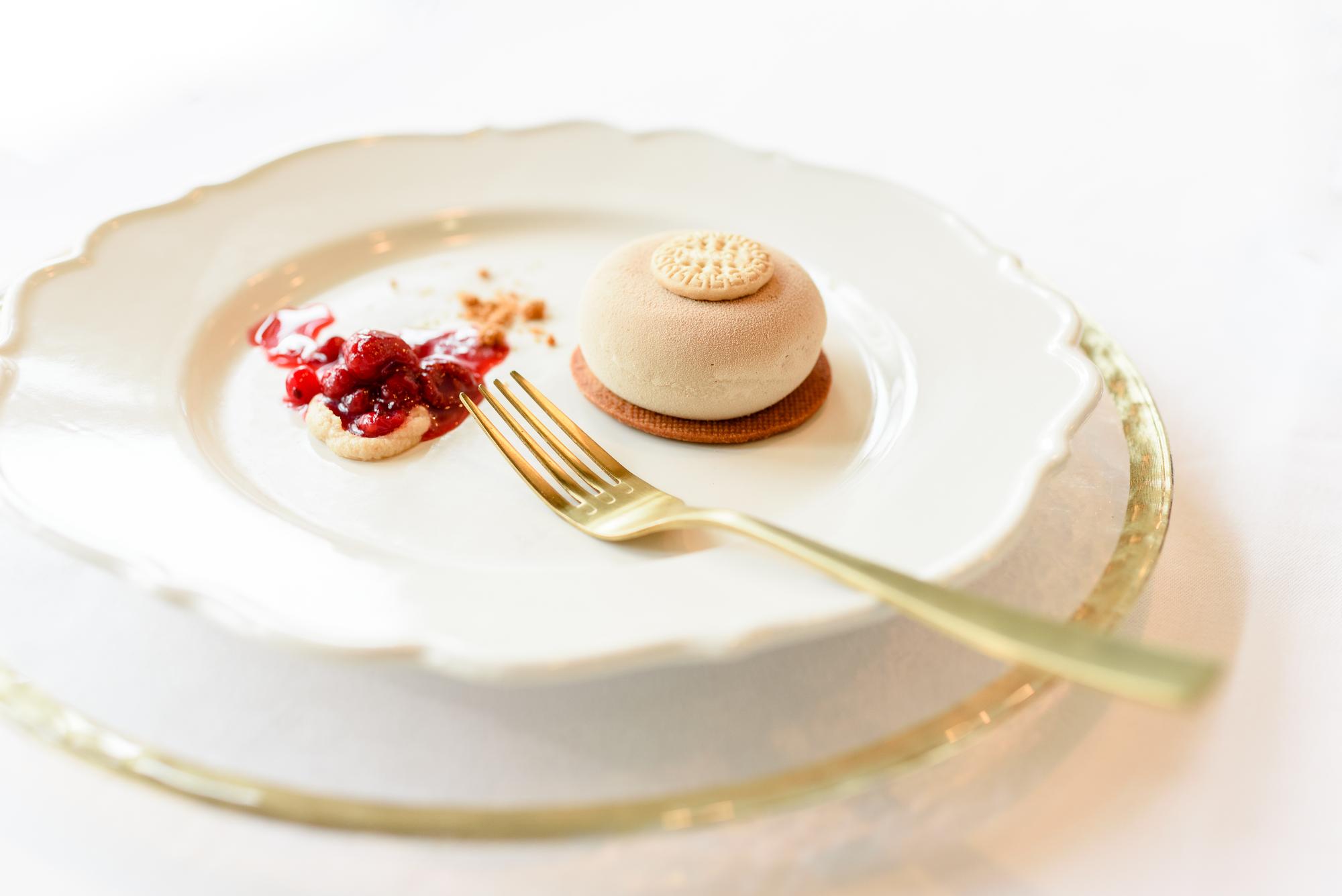 Tasting menu close up with gold accents